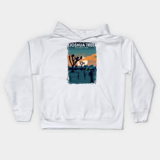 Joshua Tree National Park at Night Vintage Minimal Travel Poster Kids Hoodie